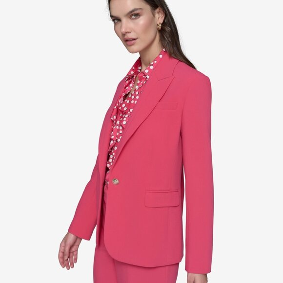 #M27 Karl Lagerfeld Paris Women's One-Button Blazer - Teaberry - Picture 2 of 3